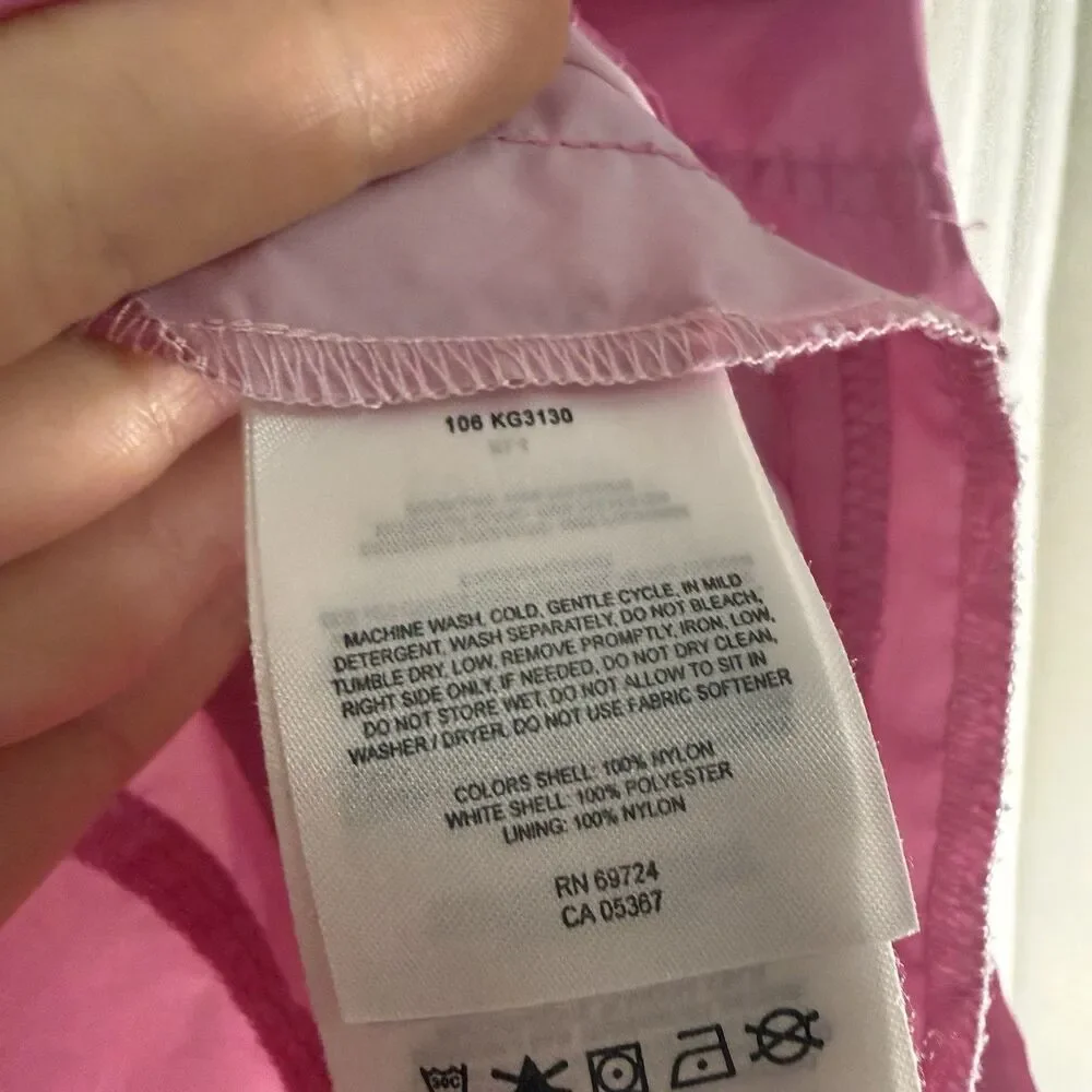 Columbia Windbreaker Jacket Girls 18/20 Pink Full Zip Hooded Pockets Nylon